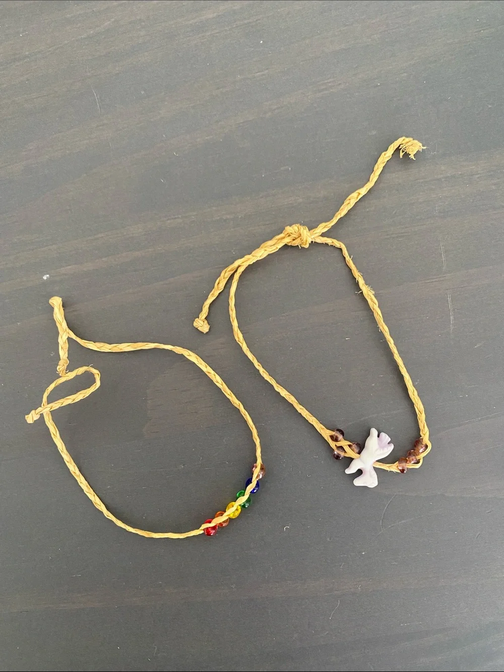 Handmade Yellow Braided Friendship Bracelet with Colorful Beads